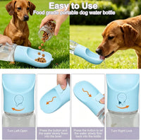 Portable Dog Water Bottle with Food Container - Sky Blue / 12oz - image 2
