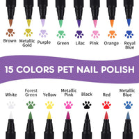 9 Colors Dog Nail Polish Pens Quick Dry, Dog Safe Nail Polish - 15 Pcs - image 3