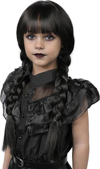 MUPUL kids long black braided wig with bangs for Halloween costumes - view 6