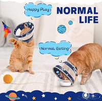 Breathable Air Mesh Cat Cone Collar Soft - Adjustable Recovery Collar to Stop Licking After Surgery, Foldable Lightweight E-Collar for Cats & Kittens (Sky Star, S)