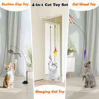 4in1 Interactive Cat Wand Toys with Suction Cup for Indoor Cat - Cat Toy Set - image 2