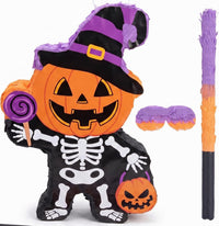 Aoriher Halloween skull piñata with bat stick, blindfold and square confetti - view 4