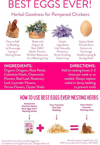 Pampered Chicken Mama Best Eggs Ever! Nesting Herbs for Chickens (2 Pounds Total) for Chicken Nesting Boxes Calcium Supplement for Chickens | Chicken Feed Supplies, Hen Treats for Coops (2 Bags)