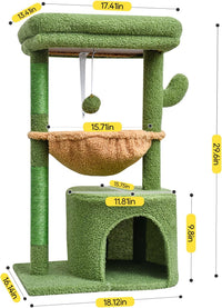 SYANDLVY Small Cat Tree for Indoor Cats - 29.6" / Green - image 2