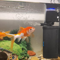 Aquarium U-V Filter 158GPH for 10-45 Gallon Small Betta Fish Turtle Tank, Internal Filter w/ Aeration Bio Sponge Green Clean Machine Green Killing Deodorization Keep Saltwater Freshwater Crystal Clear