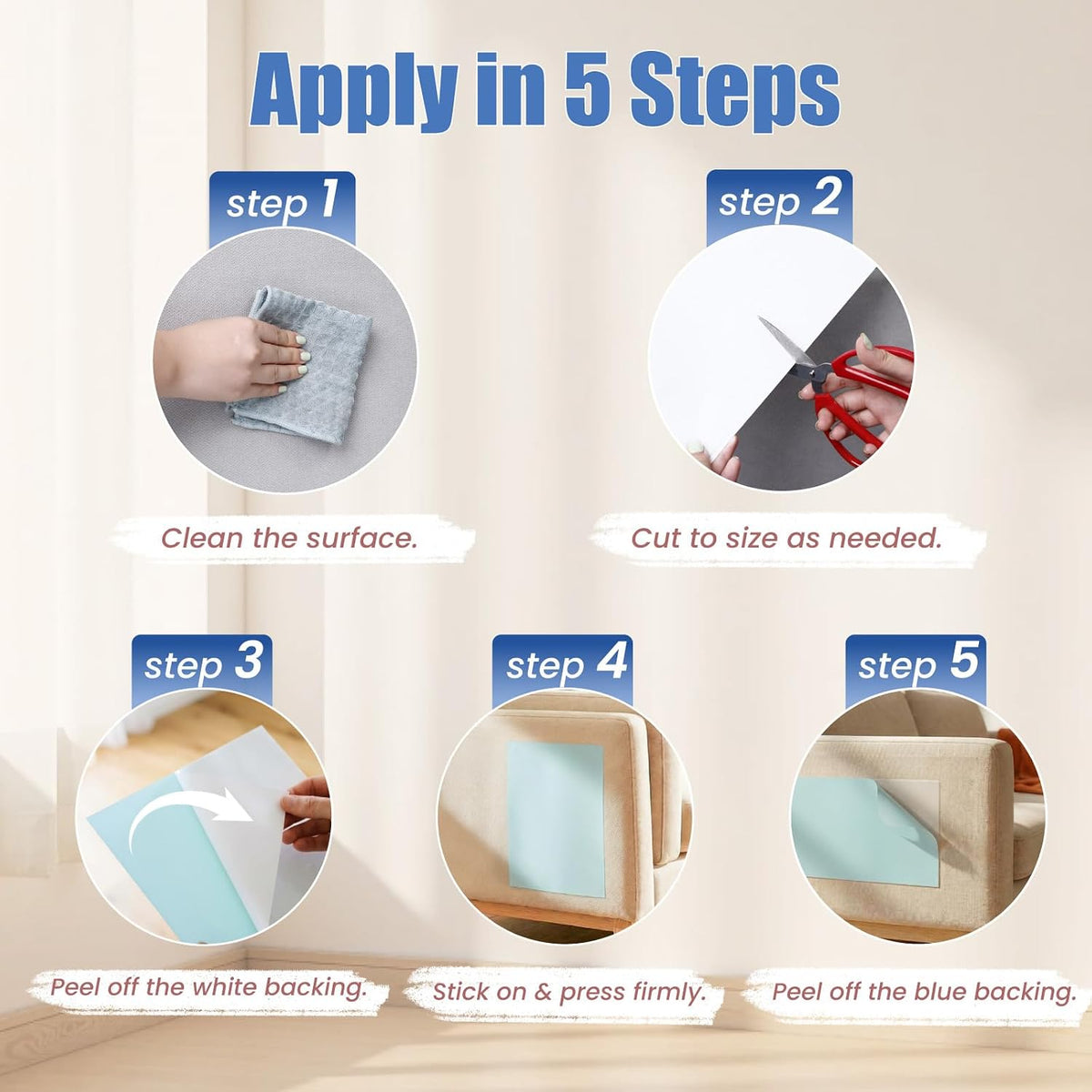 24-piece clear cat scratch furniture protector sheets in two sizes - view 4