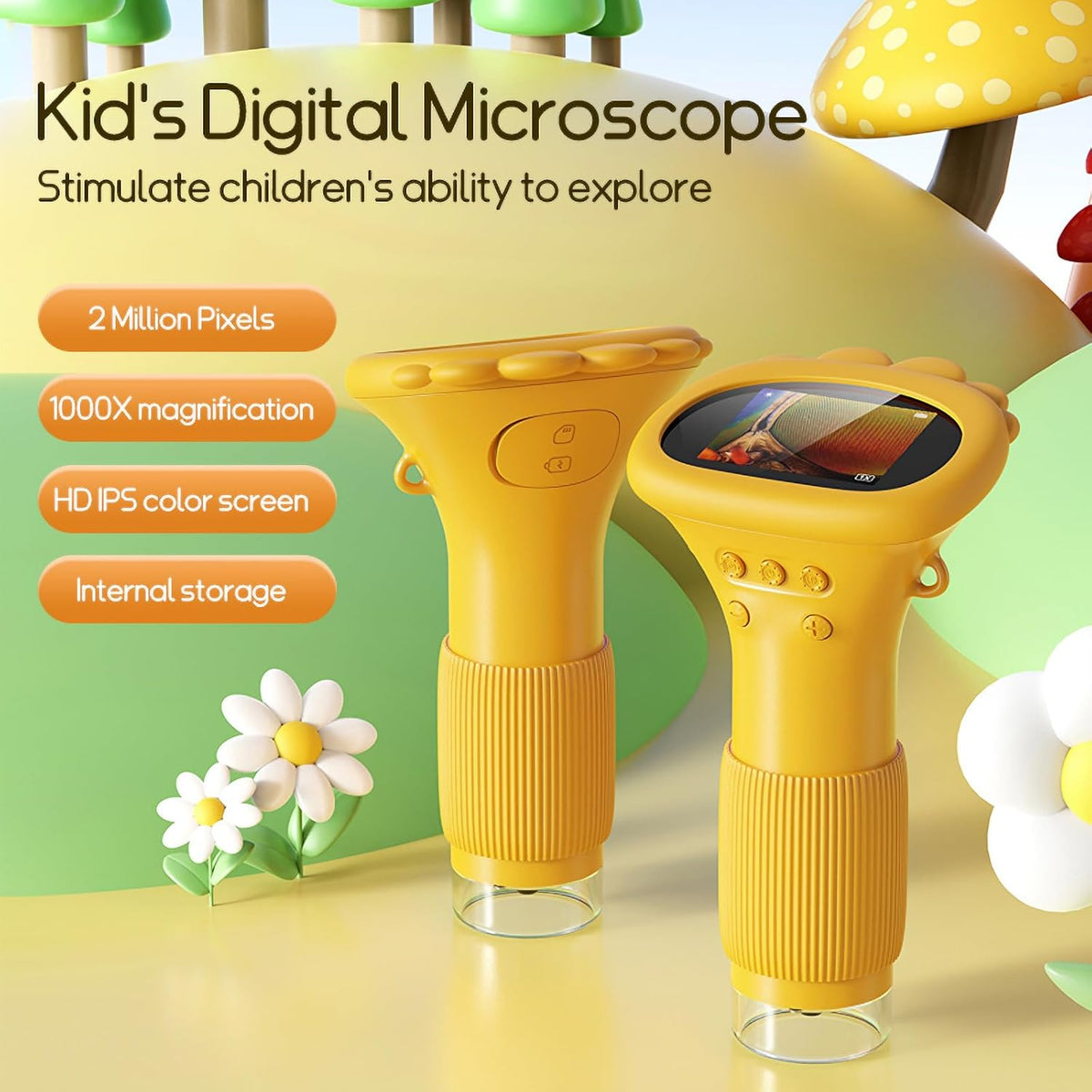 WINWEND Kids Microscope Pocket Microscope 1000X Portable Microscope - Orange - image 3