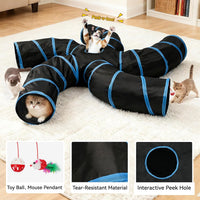 Joytale Cat Tunnel for Multiple Cats - Blue & Black / 5-Way - image 4