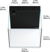 Landen 45P 20 Gallon Ultra Clear All Glass Rimless Low Iron Aquarium Tank with Rear Filtration Chamber(Return Pump Included)for Salt and Fresh Water.17.7''Wx17.7''Dx15.8''H in(45x45x40cm)6mm Thickness