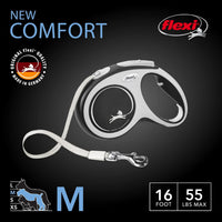 FLEXI Comfort Tape Retractable Dog Leash - Medium - 16 Feet / Grey/Black - image 2