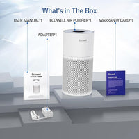 Air Purifiers for Home Large Room with Air Quality Sensor, Covers Up to 1640 Sq Ft, HEPA Filter, 360°Air Intake, Remove 99.97% Mold, Pet Dander, Dust, Odor, Smoke, ECOWELL Model: EAP360, White