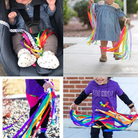 MEROCO 2-pack rainbow ribbon wands with natural wood rings and six fabric ribbons each - view 19