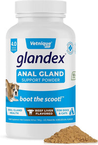 Vetnique Labs Glandex Dog Fiber Supplement Powder for Anal Glands with Pumpkin, Digestive Enzymes & Dog Probiotics for Digestive Health - Vet Recommended - Boot The Scoot (Beef Liver, 4.0oz Powder)