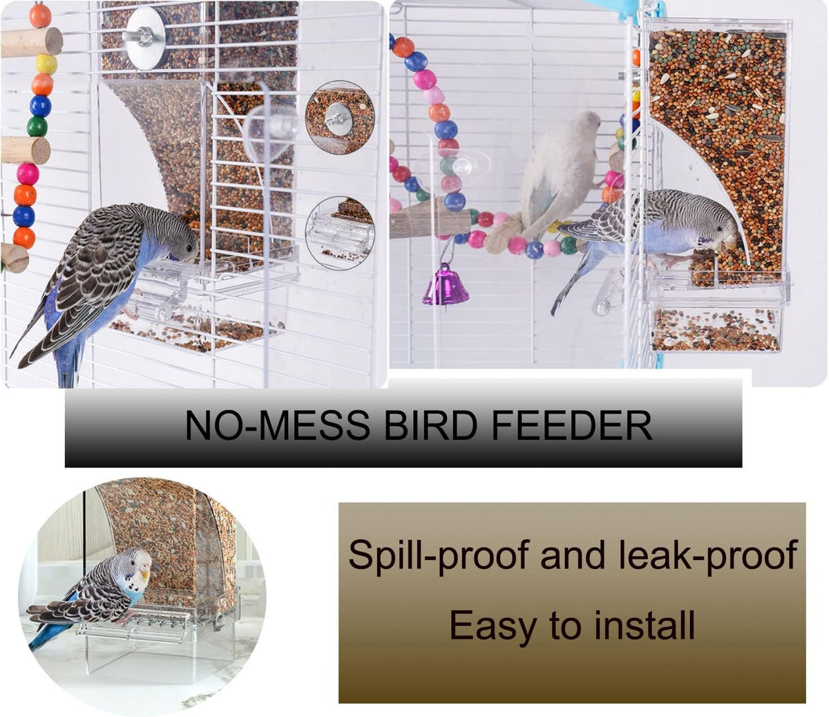 Bird Parrot Feeders, No Mess Bird Feeder for Cage - image 3