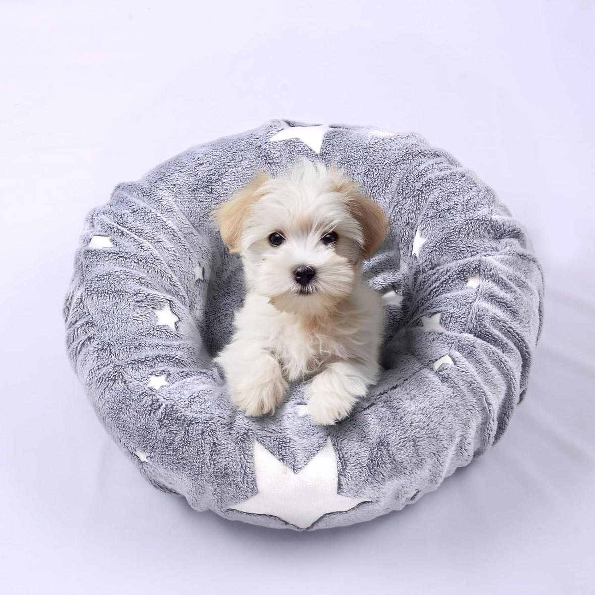 Round Dog Bed Cover Washable Elastic Edged 30×9.8 Inch – Essentials for Dogs - 20*20*9.8 Inch / Gray Star - image 2