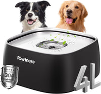 All Stainless Steel Dog Water Bowl No Spill - Black / 4L