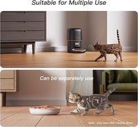 Automatic Cat Feeder - 2L Cat Food Dispenser, Timed Auto Pet Feeder with 180-day Battery Life, 1-6 Meals Per Day, 1-16 Portion, Ceramic Bowl, Desiccant Bag Keeps Dry Food Fresh, Also for Small Dogs