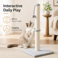 Dimaka Tall Cat Scratching Post Tree Scratcher with Sisal Rope - Grey / 29 inches for All Cats - image 4