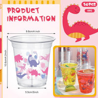 50 Pcs 12 oz Dinosaur Cups Dinosaur Birthday Decorations – Fun for Kids & Family - Pink / Dinosaur - image 4