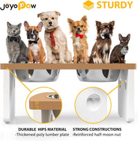 Elevated Dog Bowls, Bamboo Raised Dog Bowl Stand – Essentials for Dogs - Teak - White / Medium: 7'' Tall-40oz Bowl - image 4