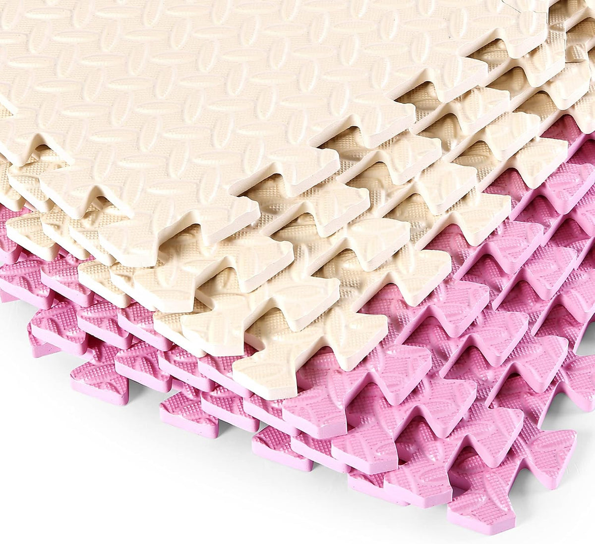 Foam Play Mat for Baby, Soft Non-Toxic Baby Playmat - Beige/Pink / 36 Pcs/70.8*70.8 - image 3