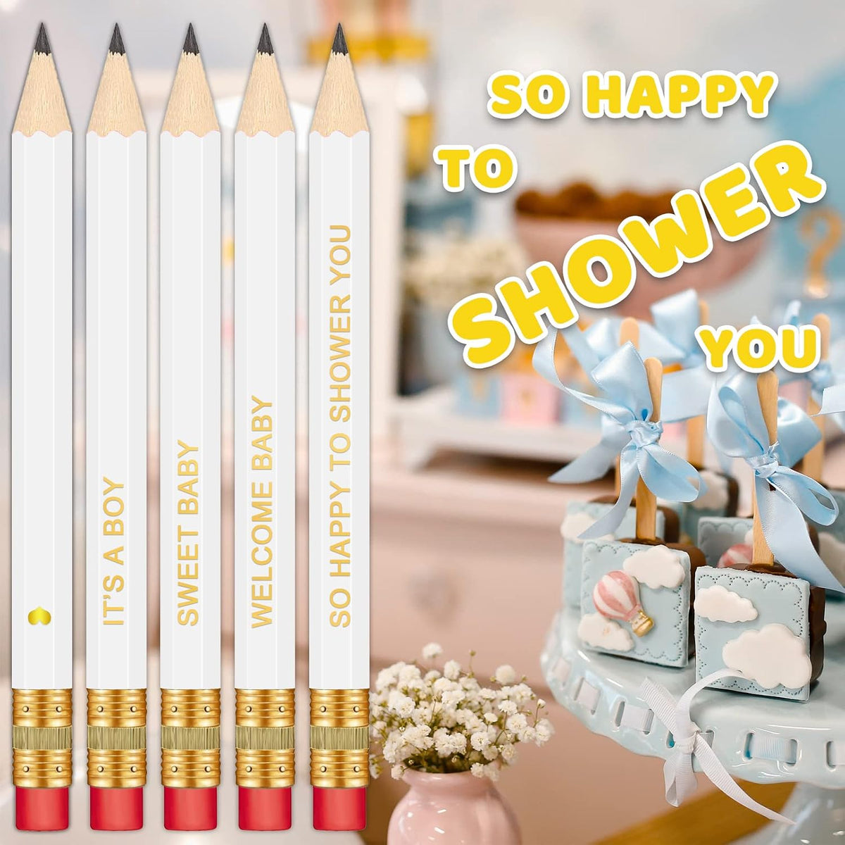 Baby Shower Pencils for Party Games, Neutral - White - It's a Boy - image 4
