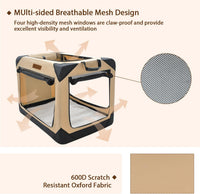 Garnpet 36 Inch Collapsible Soft Dog Crate for Large Dogs - Beige / 36.0"L x 25.0"W x 25.0"H - image 2
