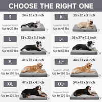OhGeni Orthopedic Waterproof & Machine Washable Dog Bed for Small Pets, Suitable for Crates, Cat Mat with 25D Egg Crate Foam, Non-Slip Bottom & Removable Cover, Invisible Zipper, 24 Inches(Gray)