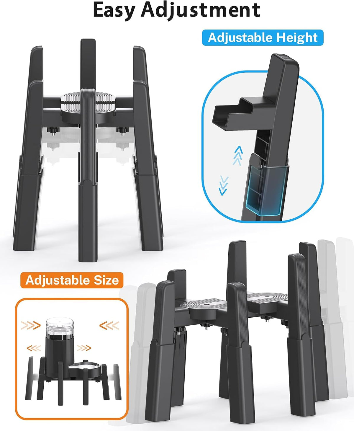 Dog Bowl Stand with Adjustable Height and Width [Stand Only] – Essentials for Dogs - 1 Pack For Automatic Feeder / H: 7.09-11.42''; W: 6.1 x 9.8'' - 8.5 x 14.57'' - image 3