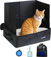 Luxtude Travel Litter Box for Cats, Portable and Easy to Clean – Daily Care for Cats - Black / Medium with Hard Side