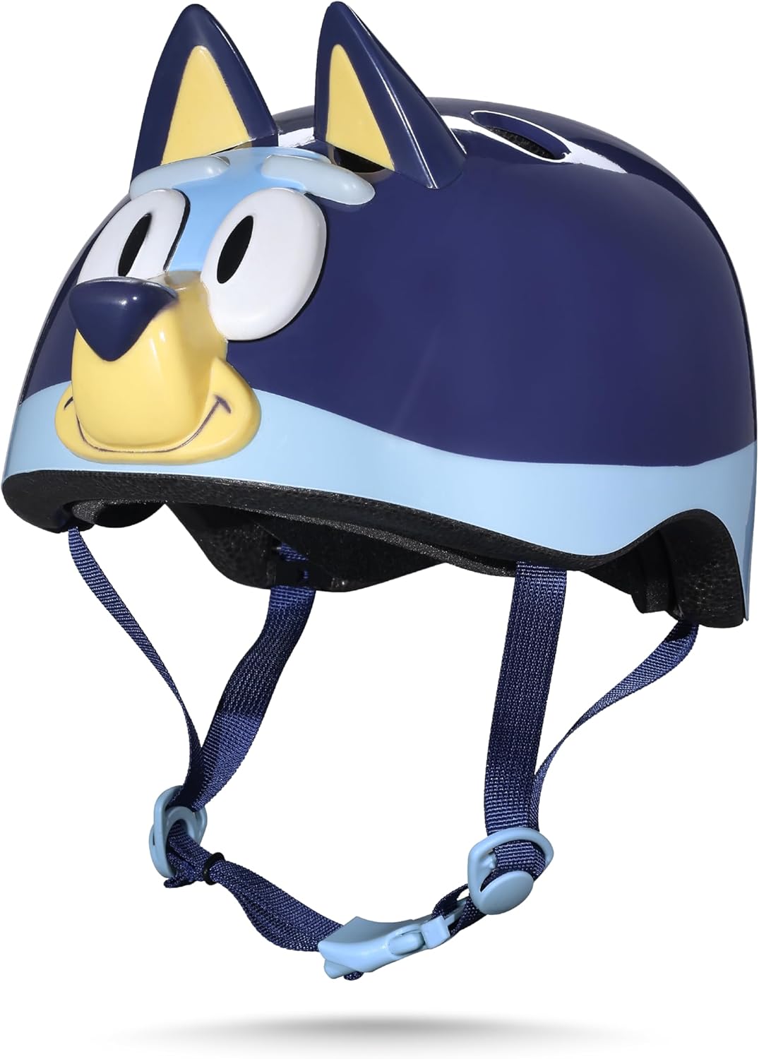 Voyager kids bike helmet with Bluey graphics, rear dial fit and padded chin strap