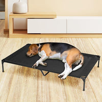 Elevated Dog Bed for Outdoor, Medium Raised Dog Cot with Washable Mesh, Cooling Pet Cot Chew Proof for Outside Camping, 32"x25" Black