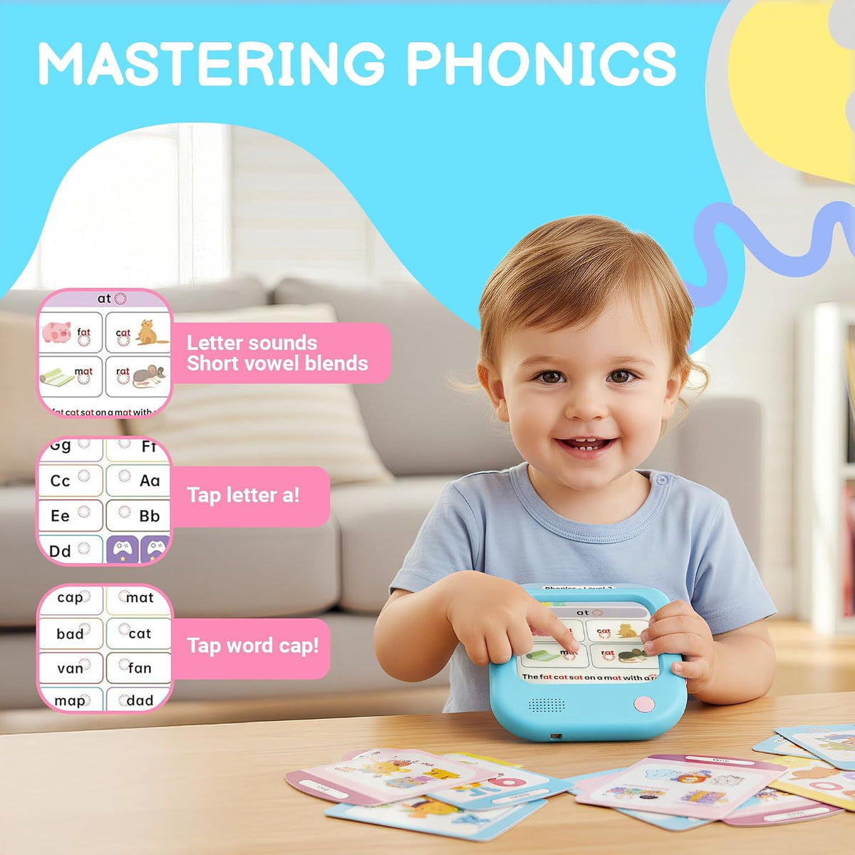 QuTZ Phonics Learning Toy for Preschool Kids - Blue / Max 800 Words + Phonics + Math - image 4