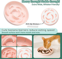 Ceramic Slow Feeder Cat Bowl - Bowl-Pastel Pink / 1.2"H Standard - image 4