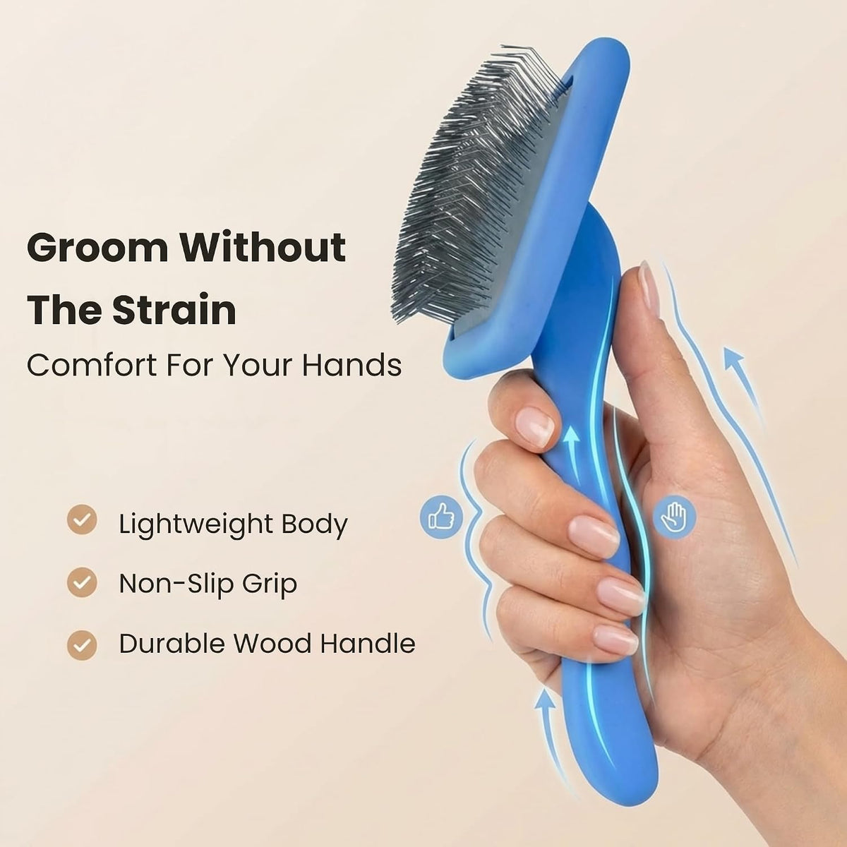 Slicker Brush for Dogs, Pet Grooming Brushes for Doodles & Poodles, Large – Essentials for Dogs - Large Slicker & Detangler - image 3
