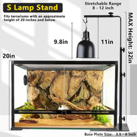 LUCKY HERP Aluminum 5.5inch Shallow Dome Reptile Light Fixture - Reptile Lamp Stand / 14-32 inch Adjustable - image 3