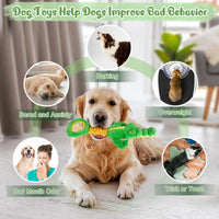 Dog Toys 3-Pack Cute Duck Shapes Puppy Toys No-Stuffing Squeaky - Green01 / Alligator - image 3