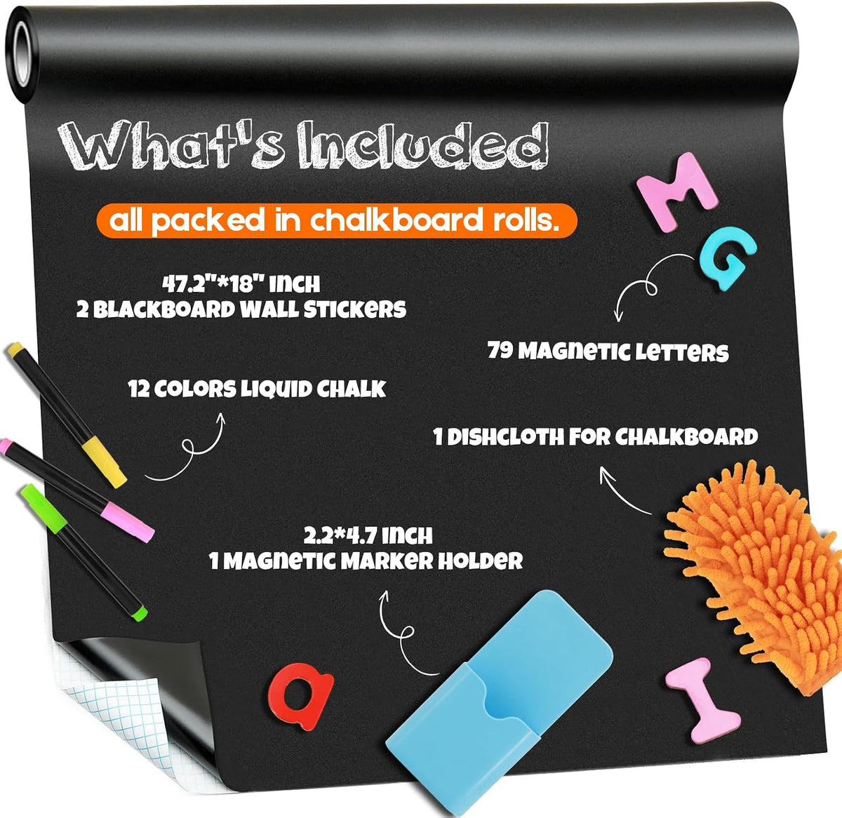 Magnetic Whiteboard Contact Paper - Black X 2pcs / 47.2"W x 18"H - image 2
