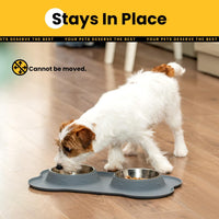 Conlun Dog Bowls with Silicone Mat, No Spill Stainless Set, XS - Small-13 oz / Grey - image 4