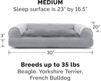 Furhaven Pillow Dog Bed for Medium/Small Dogs w/ Removable Bolsters & Washable Cover - Plush & Suede Sofa - Gray, Medium