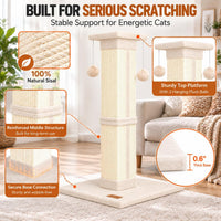 Cat Scratching Post 33 Inch for Indoor Cats - Beige - image 3