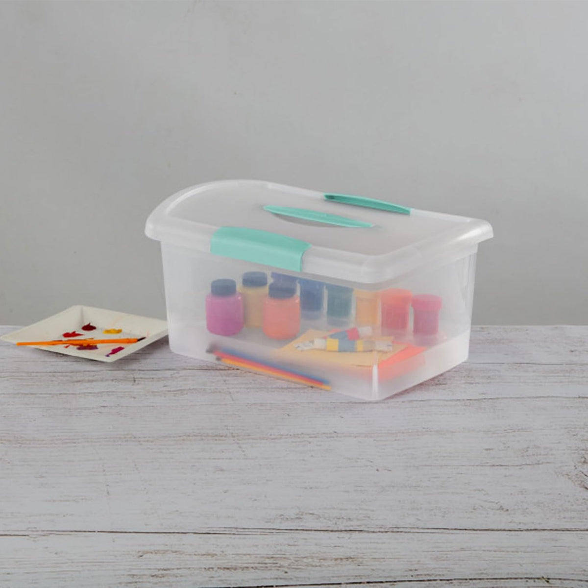 Sterilite Large Nesting ShowOffs, Clear Bin w/Latch Lid & Handle - Medium / 6 Pack - image 4