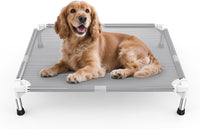 Elevated Dog Bed with Teslin Cooling Fabric, Lightweight Dog Cot - M-Gray