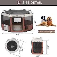 Dog Playpen Portable Pet Play Pens for Small Dog/Cat/Rabbit/Chicks - Brown / 8 / Large (46"x46"x23") - image 2