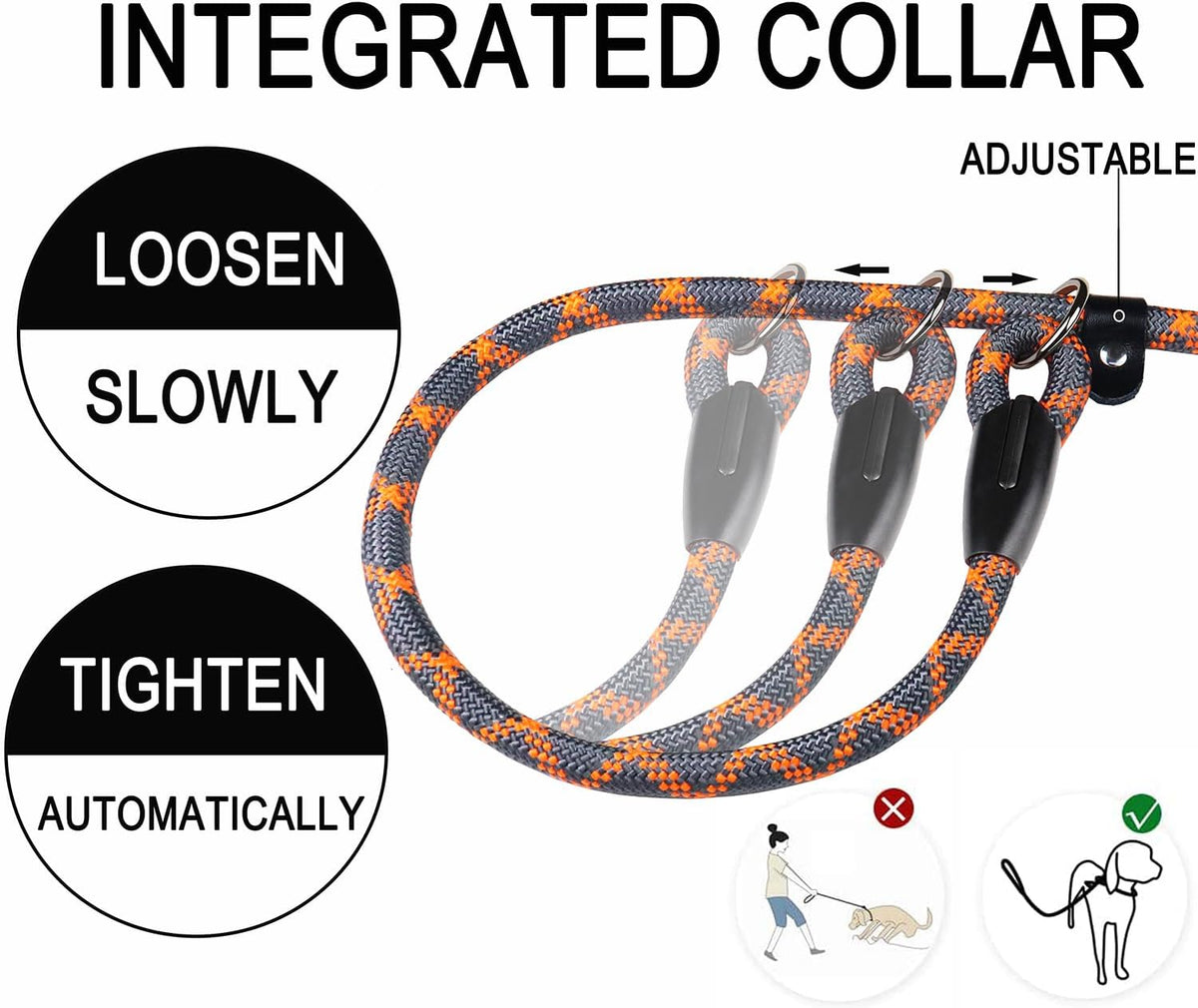 Dog Leash, 6 FT Heavy Duty Dog Leashes with Comfortable Padded Handle,Black – Essentials for Dogs - Grey Orange / 6 Feet x 1/2 Inch - image 4