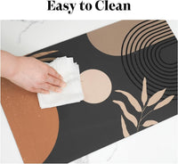 Dog Food Mats for Floors, Absorbent Dog Bowl Mat for Food and Water Dispenser Mat, Quick Dry Cat - Boho Black / S(12"×20") - image 4