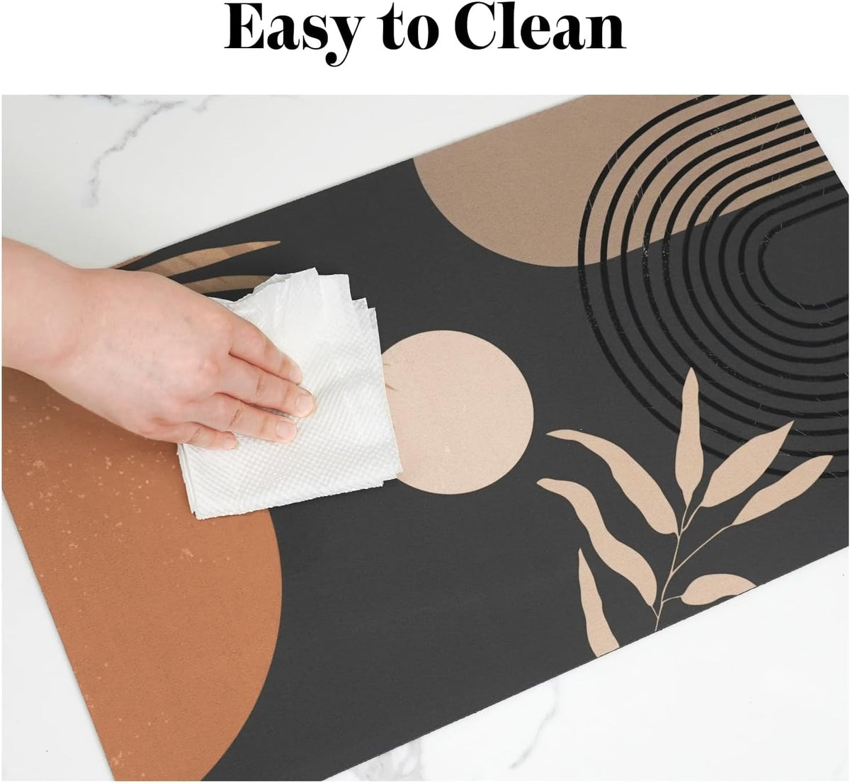 Dog Food Mats for Floors, Absorbent Dog Bowl Mat for Food and Water Dispenser Mat, Quick Dry Cat - Boho Black / S(12"×20") - image 4