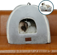 Cat Bed for Indoor Cats - Cat Cave Beds Cat House Cat Tent with Removable Washable Cushioned - Grey / M(15 x 15 x 15 Inch) - image 4