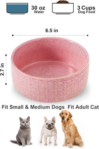 Ceramic Dog Bowl, Dogs Dish for Middle and Small Dogs, Puppy - Pink - image 2