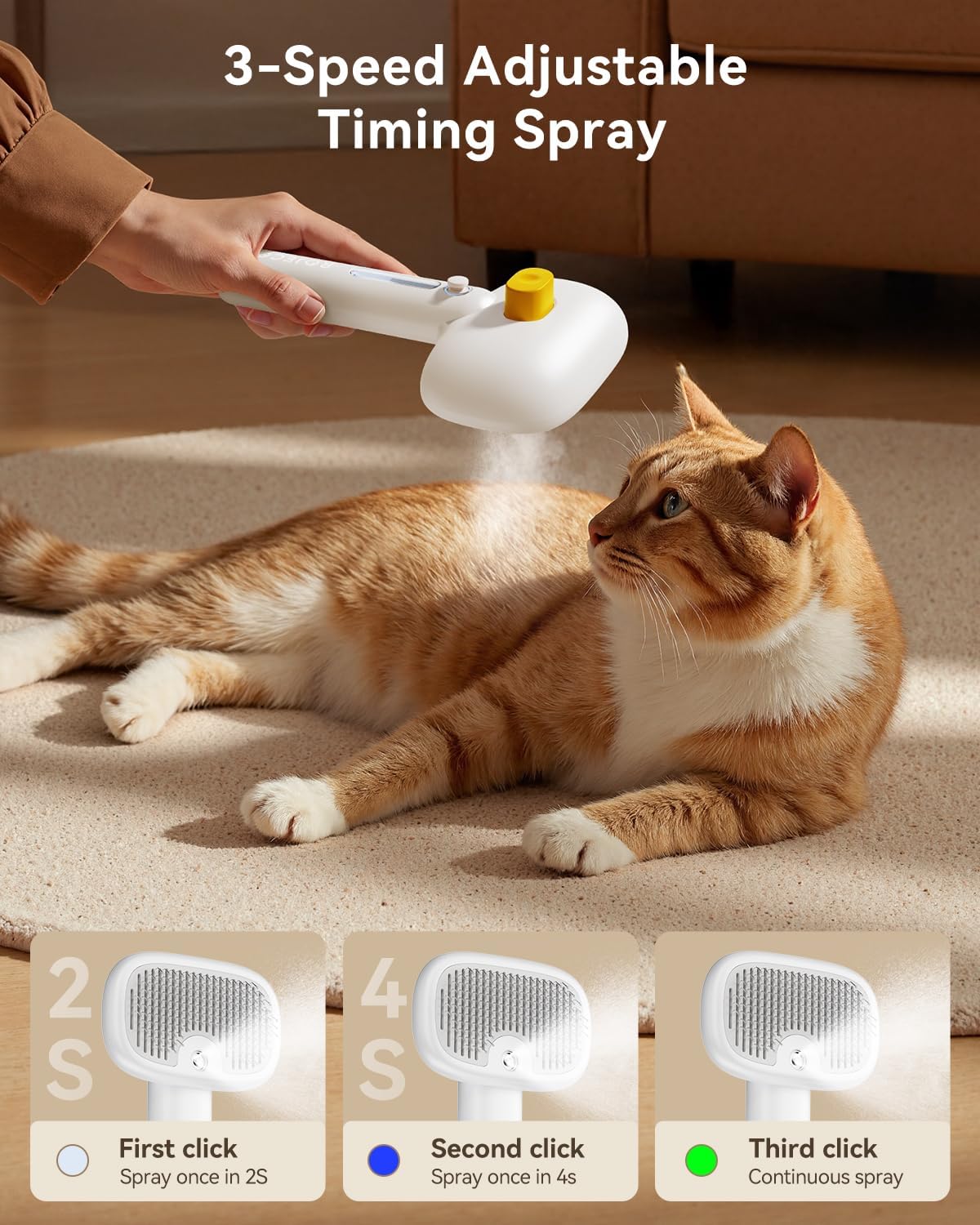 ROJECO 3-in-1 Pet Steam Brush - White - image 4
